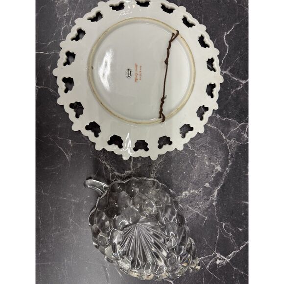 Vintage Grapevine Lot Arthur Court Tray, Wilton Mold, Glass Ewer, Wine Holder - Picture 8 of 16